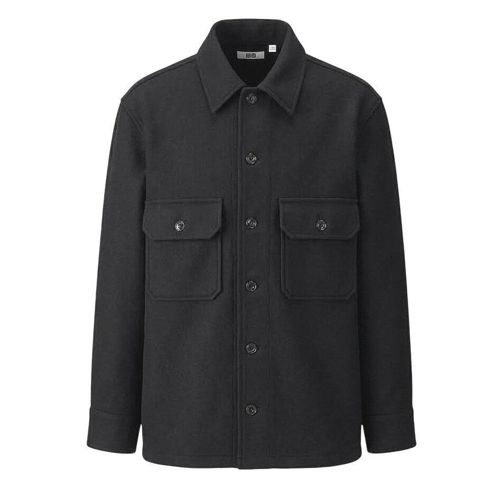 Lemaire Uniqlo U Wool Oversize Fleece Over Shirt Jacket Men Large Black Workwear